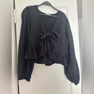 American Eagle Tie-Front Cropped Blouse
